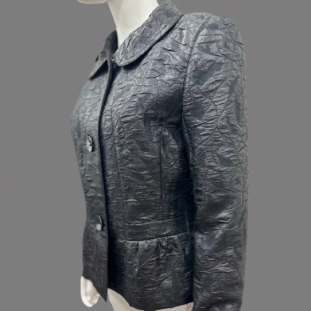 Chic Black Textured Button Up Jacket - image 7